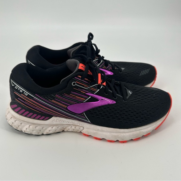 BROOKS Adrenaline GTS 19 Women's Black Purple Running Shoes size 10 - Picture 1 of 11
